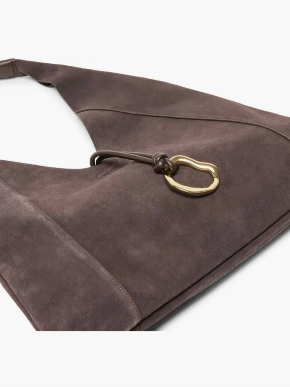Dolce Vita Malin Brown Suede Hobo Bag with Gold Accent NWT - Picture 4 of 11
